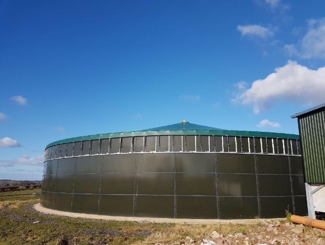 Covered slurry store big black panels.
